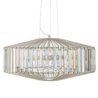 Exquisite, crystal and nickel chandelier, pendant. Absolute luxury, the perfect, simple addition to an room with an art deco feel. The ceiling rod is adjustable.
