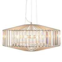 Exquisite, crystal and nickel chandelier, pendant. Absolute luxury, the perfect, simple addition to an room with an art deco feel. The ceiling rod is adjustable.
