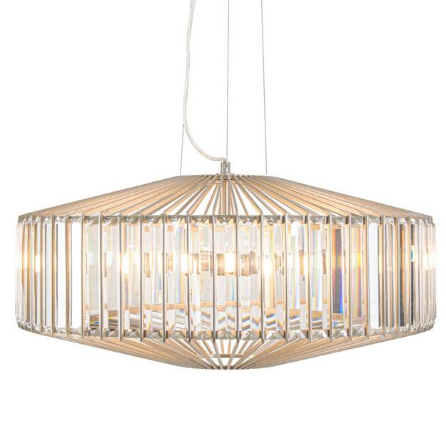 Exquisite, crystal and nickel chandelier, pendant. Absolute luxury, the perfect, simple addition to an room with an art deco feel. The ceiling rod is adjustable.