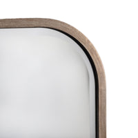 Curved corner detail on champagne gold metal mirror