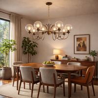 Antique Gold Eight-Globe Curved Arm Pendant