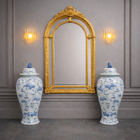 Pair of Floor Standing Blue & White Ginger Jars H: 110 cm