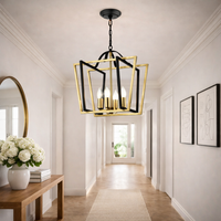 Matt Black & Brass Wide Lantern