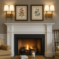Double rubbed antique brass ribbed wall light with two fabric shades.&nbsp; The sturdy wall light is perfect for a living room or a bedroom.&nbsp;&nbsp; You get the added bonus of twice the amount of light, in a dark hallway or landing. The addition of two fabric shades allows the light to stream out.&nbsp;