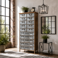 Amazing industrial back of drawers, wooden carcass with 10 smaller drawers over 5 larger drawers clad in metal, the epitome of industrial furniture,