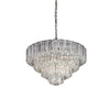 Four-tier extra-large crystal chandelier with clear tubular glass rods and polished metal frame.