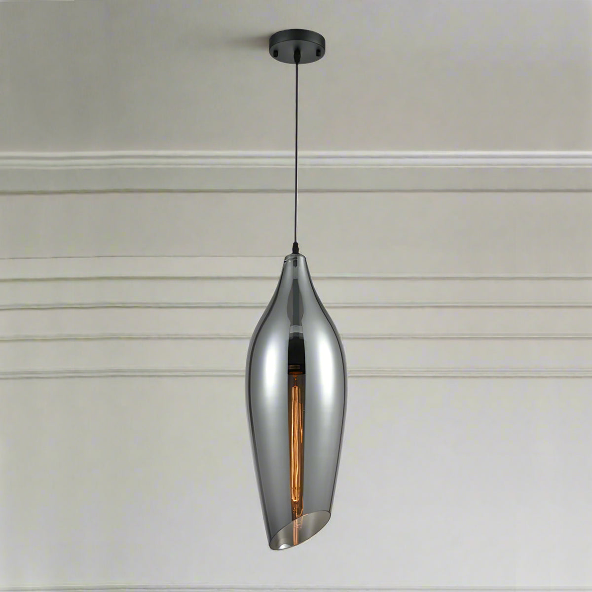 Extra long Aerial smoked glass pendant , perfect island pendant. These jewelled coloured lights are perfect over a kitchen island.