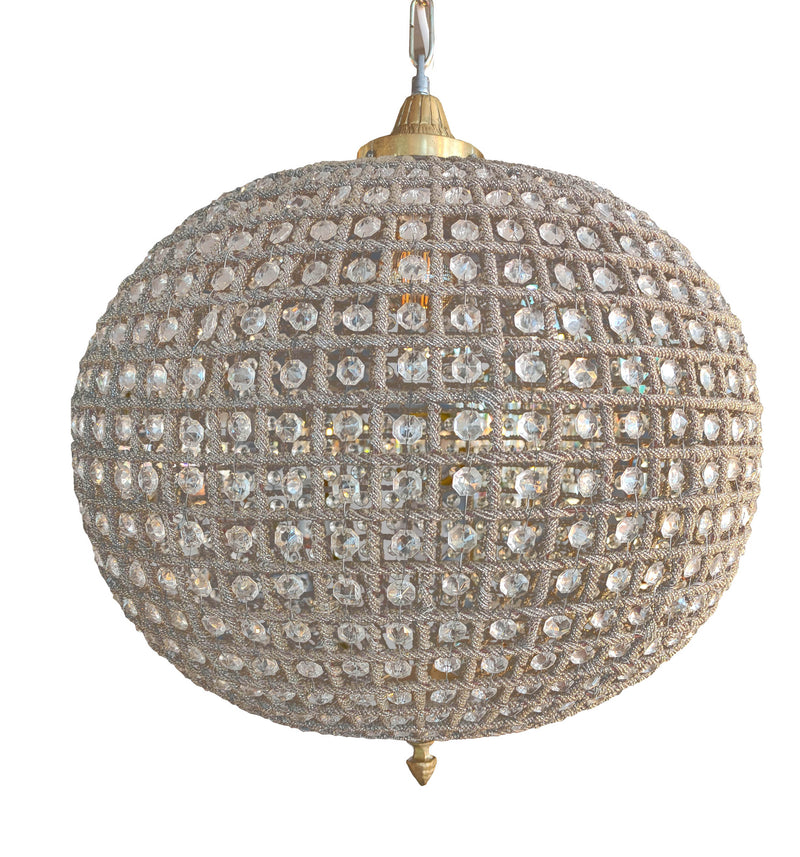 Extra Large Brass Crystal Globe Chandelier - 70 cm