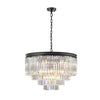 Extra large four tier crystal prism chandelier, beautiful crystal fixture and the black band gives it a contemporary feel. Great over a dining table, would work well in an open kitchen diner.