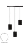 3 Cluster Pendant Black Bulb Holder E40 - CLEARANCE
