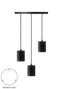 3 Cluster Pendant Black Bulb Holder E40 - CLEARANCE