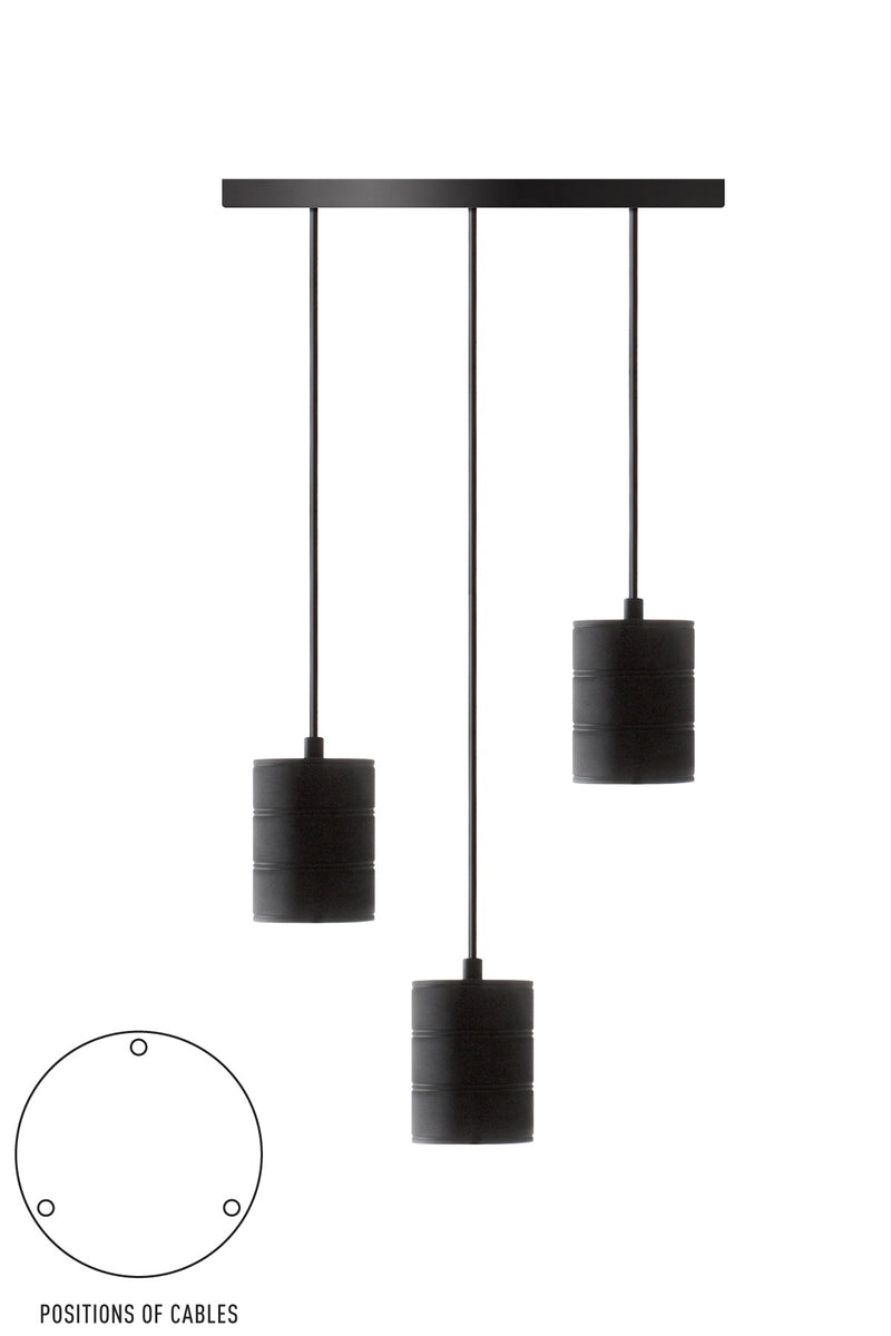 3 Cluster Pendant Black Bulb Holder E40 - CLEARANCE