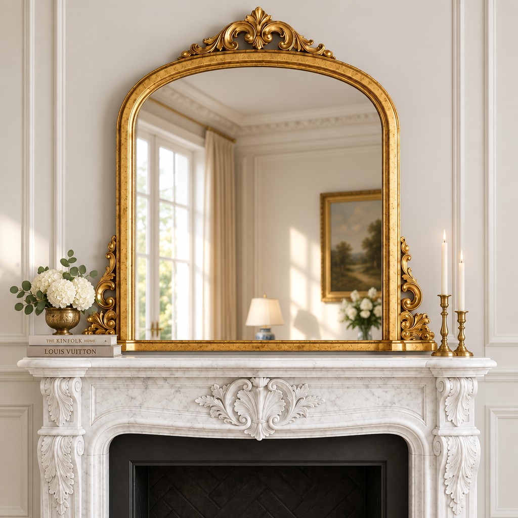 Large Gold Overmantle Mirror