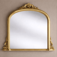 Gilt overmantle mirror alone on plain background
