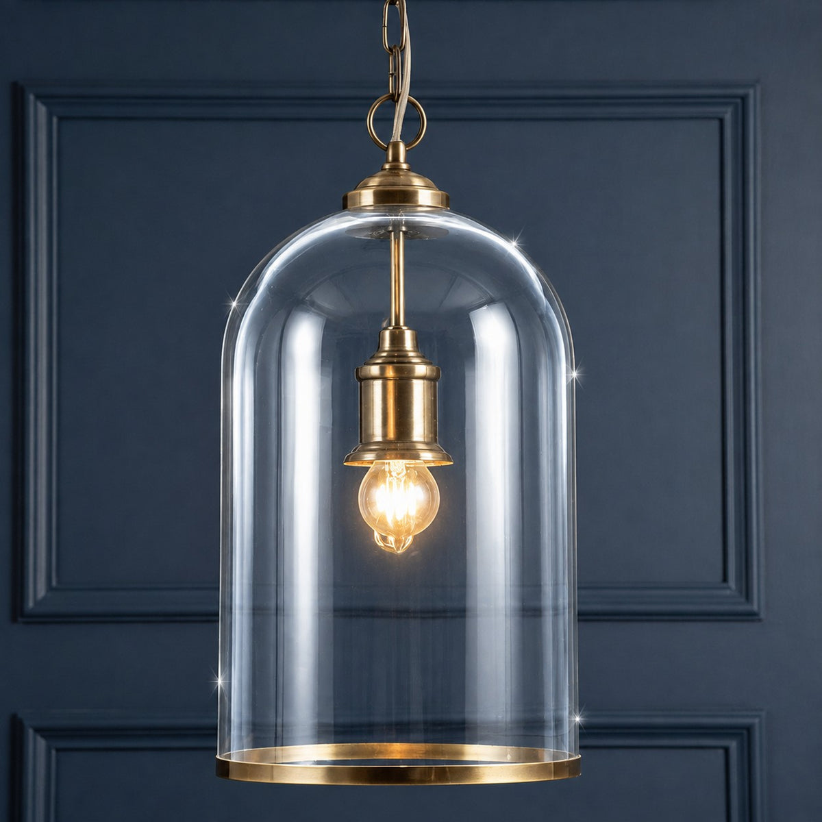 Brass Glass Bell Jar Pendant
