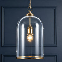 Brass Glass Bell Jar Pendant