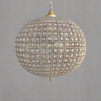 Medium Brass Crystal Globe Chandelier - 50 cm