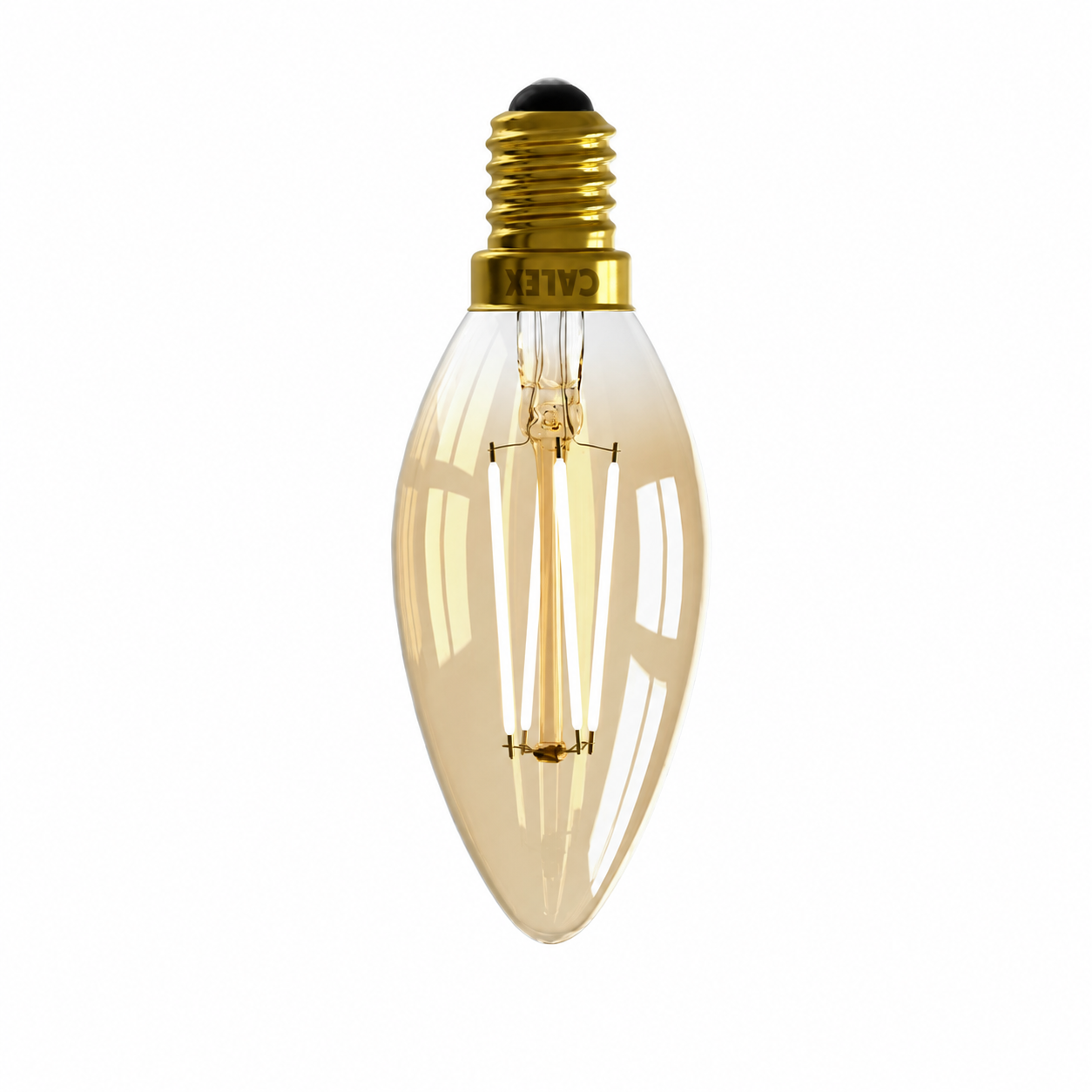 Vintage-style light bulb with a clear glass shade on a white background