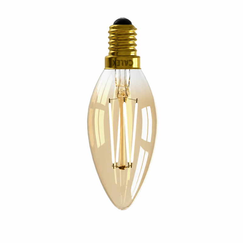 Vintage-style light bulb with a clear glass shade on a white background