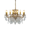 Shallow, crystal eight arm chandelier, the classic light covered in crystal drops perfect fixture or your period home. In a bedroom, hall or smaller living room this will give you all the light you need