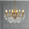 Shallow, crystal eight arm chandelier, the classic light covered in crystal drops perfect fixture or your period home. In a bedroom, hall or smaller living room this will give you all the light you need.