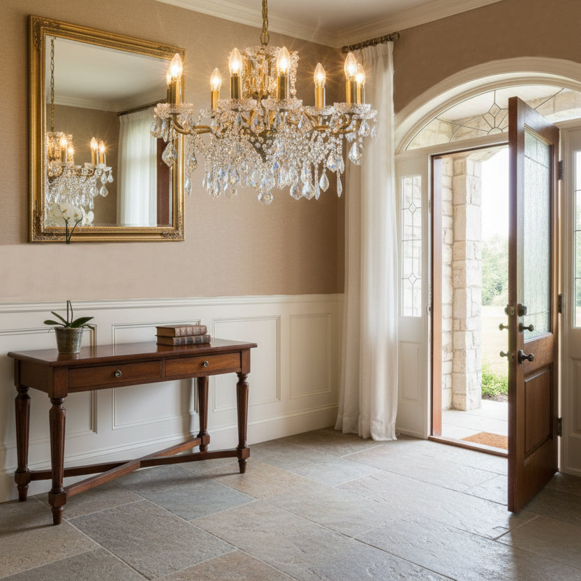 Crystal Chandelier Gold 8 Light
