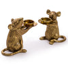 Gold Mice Candle Holders / Pair