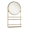 Gold Shelf Unit With Round  Mirror - 77cm