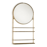 Gold Shelf Unit With Round  Mirror - 77cm