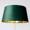 Oversize green velvet shade with gilt inner to bring a touch of luxury to any room. 