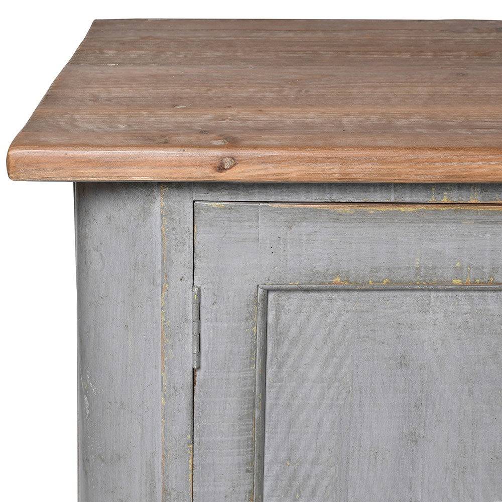 This sideboard is  the perfect addition to your period home. Its distinctive distressed grey blue finish and old pine surface give it a sense of history and character. 