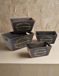 Herb Garden Storage Boxes - Black Wooden Crates