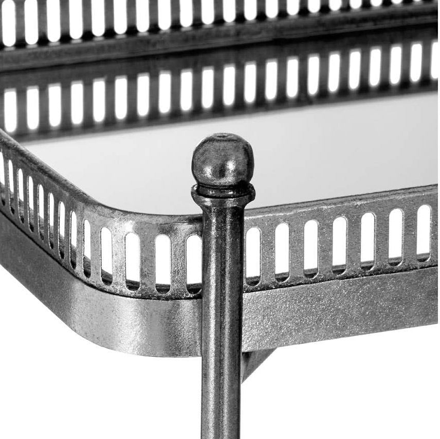 Silver Mirrored Tray Side Table