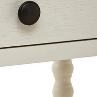 Close-up of the two drawers on the ivory painted desk