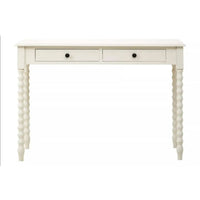Soft ivory pine desk with decorative turned legs