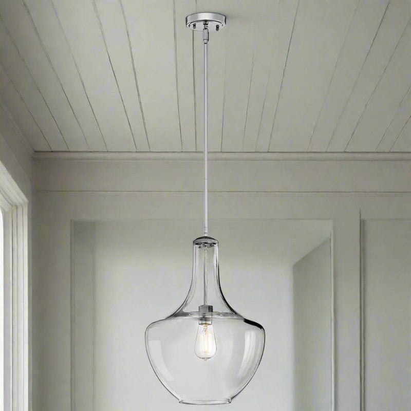 A really beautifully shaped glass pendant, allowing an enormous amount of light to spread into any room.