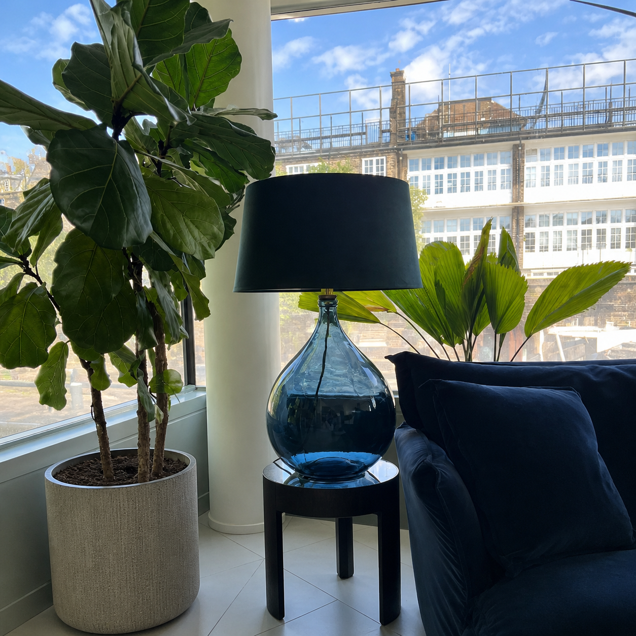 Oversize Blue Glass Lamp