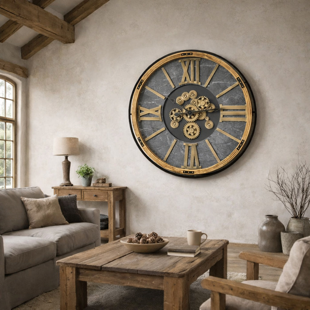 Oversize Clock with Moving Cogs - The Statement Clock