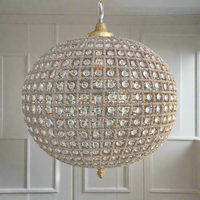 Large Brass  Crystal Globe Chandelier - 60 cm