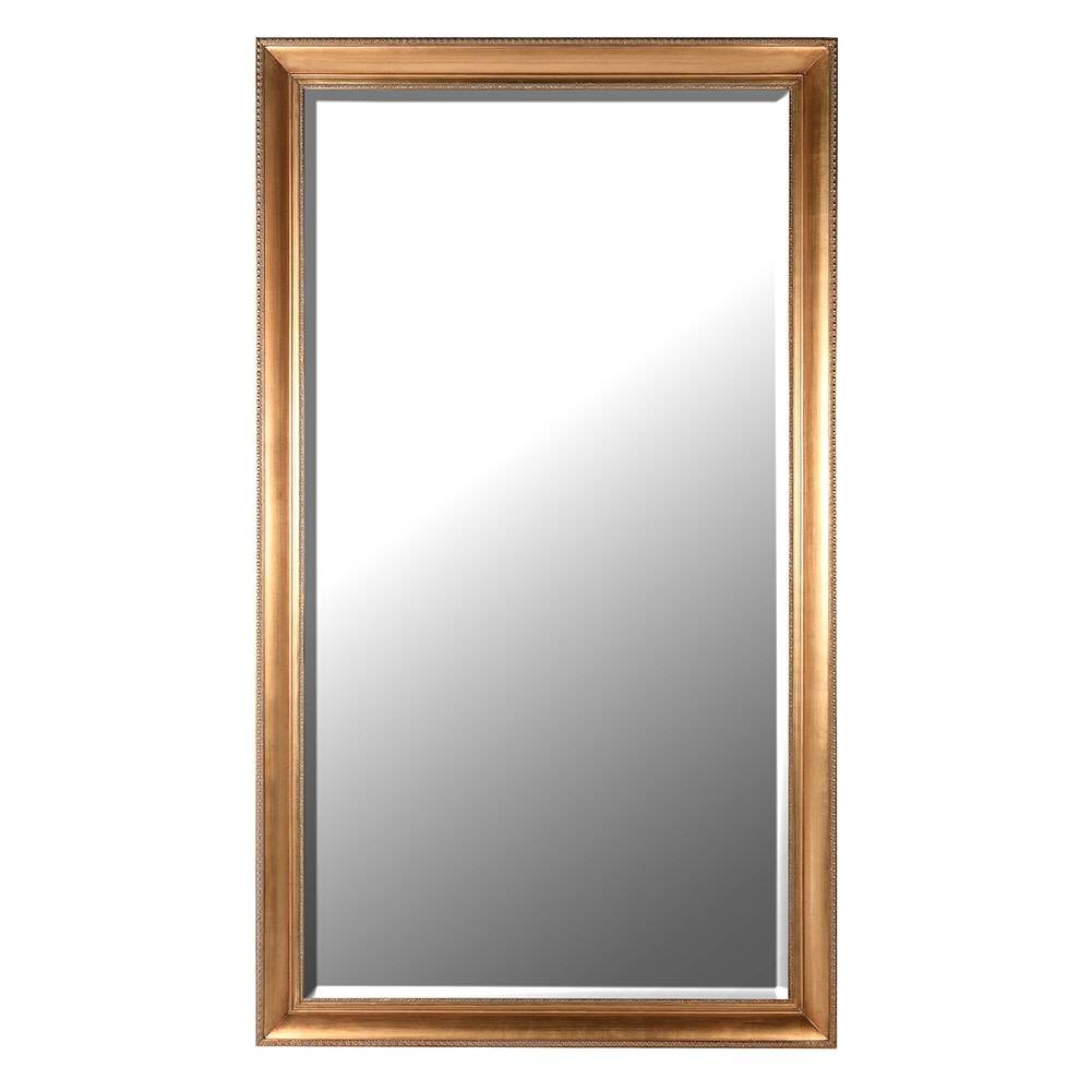 Large, simple, beaded framed gilt mirror.&nbsp; An elegant mirror in a deep gilt finish.&nbsp; The simplicity of the beaded, swept frame belies the effect of this stunning mirror.&nbsp; Perfect to add a luxurious glamour to an entryway, sitting room, fabulous in a dressing room this mirror works anywhere, the beveled frame flashing out light wherever it is placed.