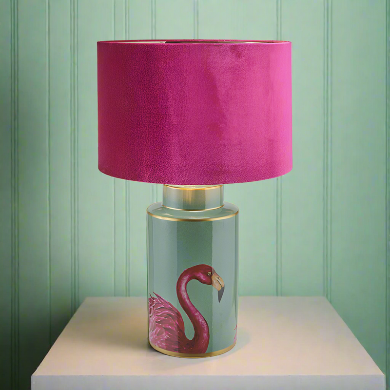 Extra large ceramic flamingo lamp, a larger version of our very popular flamingo.&nbsp; Huge impact in any setting.&nbsp; We've added a bright pink velvet shade to our base, but you can add a shade of your choosing.&nbsp; We have a wide selection of suitable shades on our website.&nbsp; This lamp base really needs to be shown, it is a spectacular mixture of colours and will add vibrancy to any setting.&nbsp;