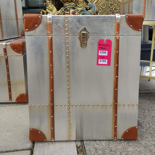 Cube Large Silver Trunk With Straps REDUCED