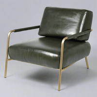 A really stylish sumptuous black leather chair in the mid-century style. The tubular frame of the chair is gilt metal with splayed legs and leather covered arms.&nbsp; This style of chair would fit perfectly into a modern urban setting, it could also sit comfortably amongst classic furniture in a period home.&nbsp; A really comfortable chair with the padded leather seat and backrest but the sleek silhouette is a design classic.