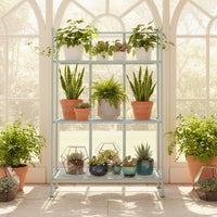 Folding indoor or outdoor shelving, blue painted and perfect storage inside or in your garden or conservatory for plants etc