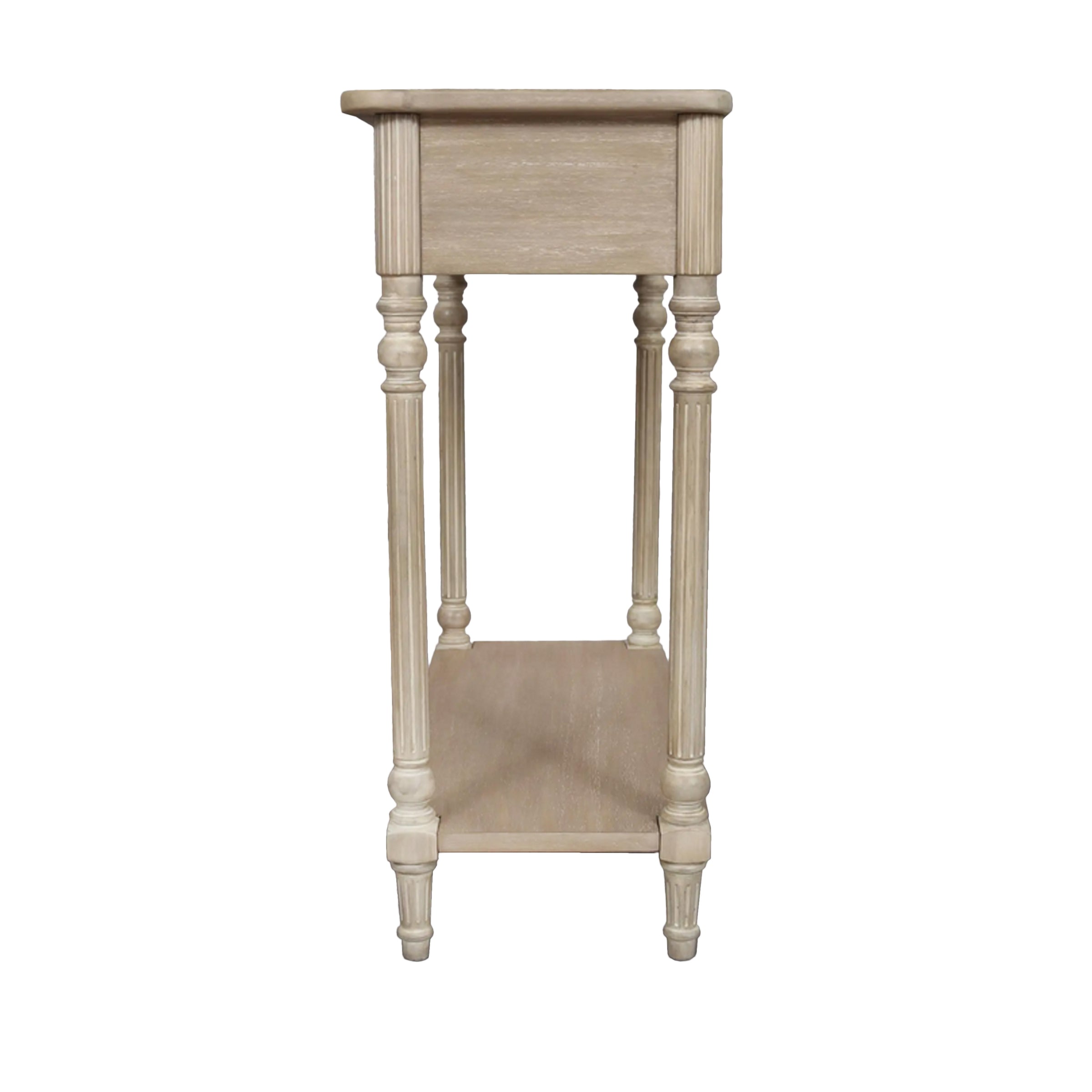 A classic and very pretty console table perfect for a hall or recessed area where extra surface is required. Made from Mindi wood with an ash veneer.