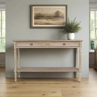 Lime Wash 2 Drawer Wooden Console Table 130 cm