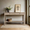 Lime Wash 2 Drawer Wooden Console Table 130 cm