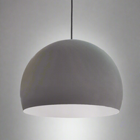 Matt Dark Concrete Pendant With White Inner  33cm