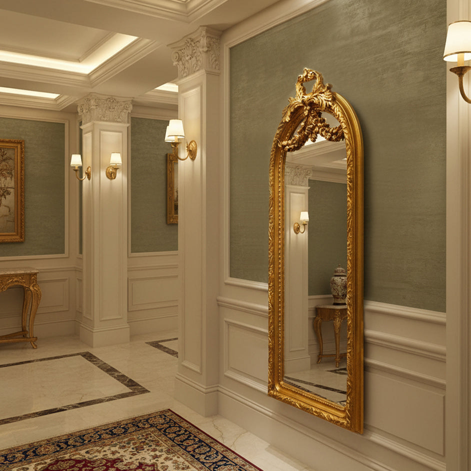 Ornate Gilt Swag Mirror in classic gold frame