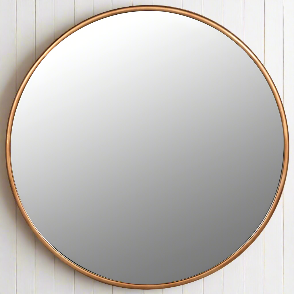 Oversize circular mirror 120 cm, perfect for overmantle, large bathroom mirror on a neutral background.